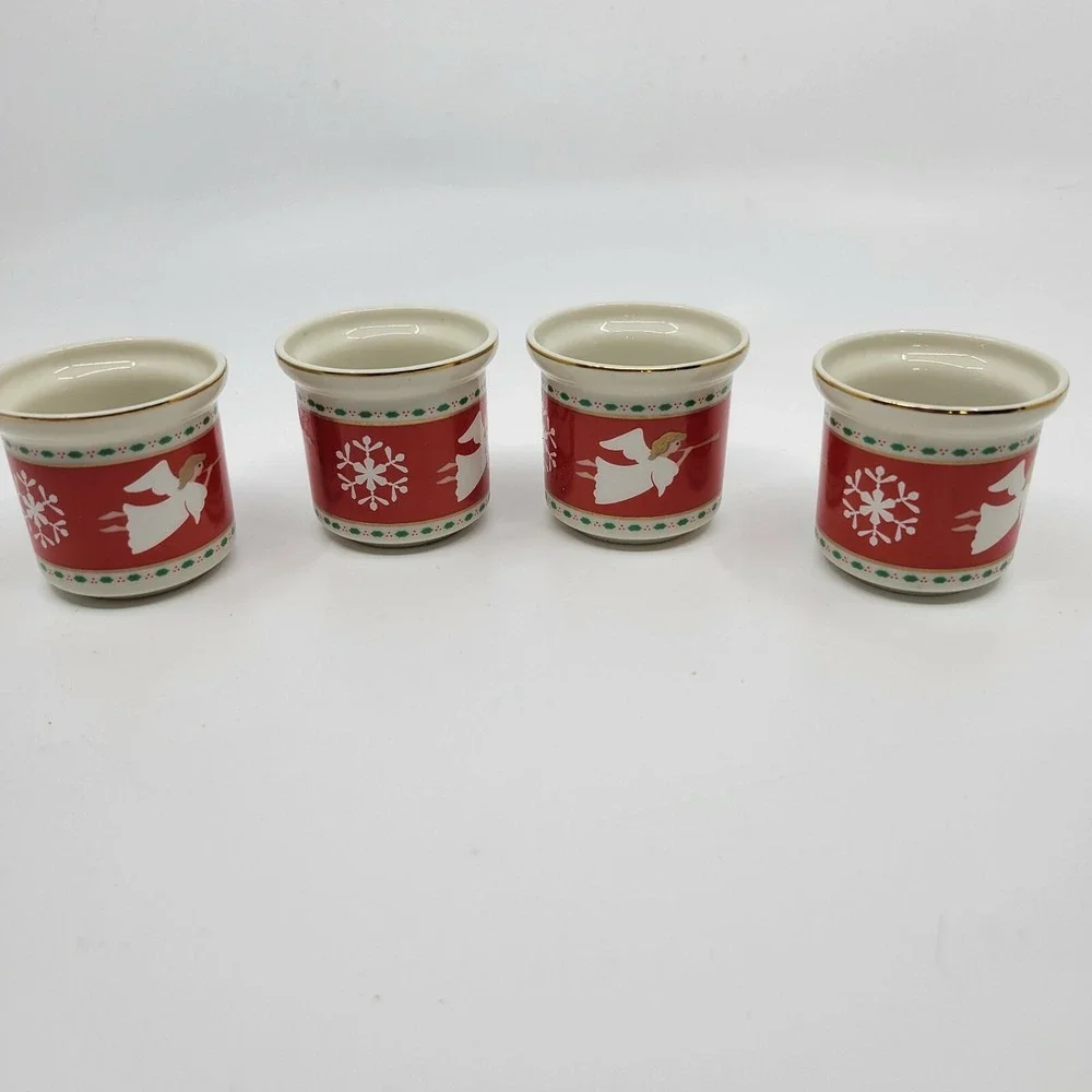 UCAGCO Japan Set of 4 Christmas Angel Snowflake Votive Candle Holders Vintage